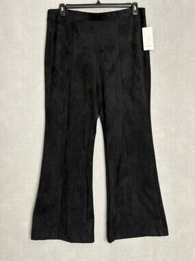 Karen Kane Faux Suede Pants Front Slit in Black Women's 1X NEW